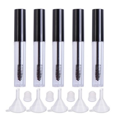5 Pcs Refillable Empty Mascara Tube Tubes Eyelash Cream Bottle Brush