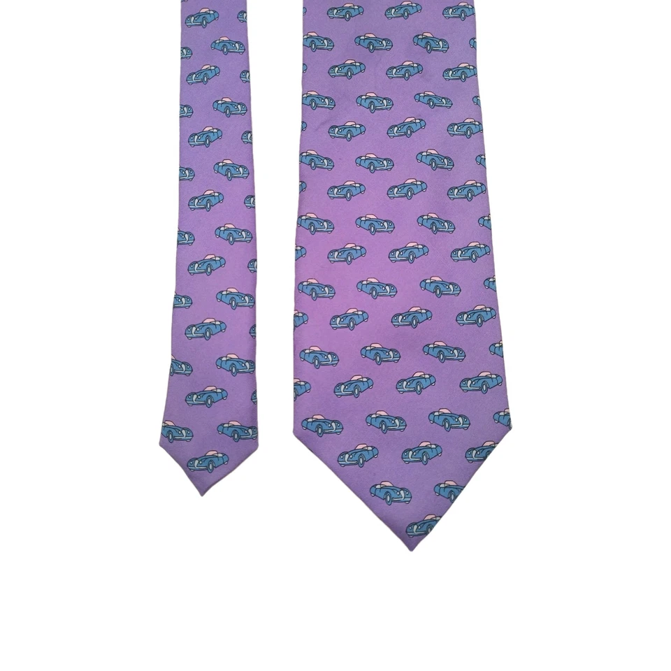 Barneys New York мужской галстук фиолетовый спортивный автомобиль тема шелк Италия - Изображение 3 из 4