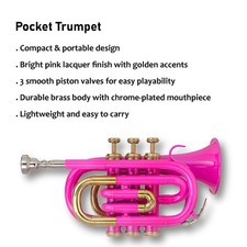 Pocket Trumpet PINK Plated with Mouthpiece and Case