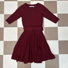 Susana Monaco Burgundy Pleated Belted Wool Blend Sweater Dress Size Small 