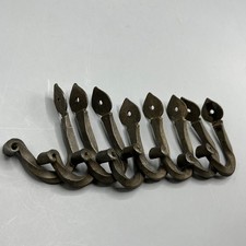 8 Vintage Metal Wall Hooks Arts & Crafts Style Art Nouveau Edwardian Set