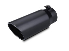 4 Inlet 5 Outlet 12 Inch Long Truck Diesel Bolt On Exhaust Tip Black Powder
