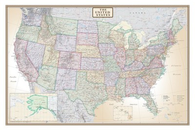 24x36 United States, USA US Executive Wall Map Poster Mural (24x36 LAMINATED)