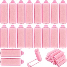 28PCS Sponge Foam Heatless Hair Curlers, Rollers for Long to Short Hair, Pink