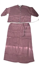 Vintage 90s Kleen Pink Purple Silk & Linen Top and Skirt Set Size XL