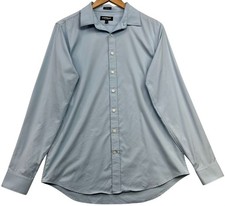 Express Mens Extra Slim Performance Button-Down Shirt Long Sleeve M 15-15.5 Blue
