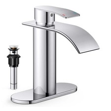 Single Hole 1 Handle Waterfall Bathroom Faucet Polished Chrome 003DG-DP-XS