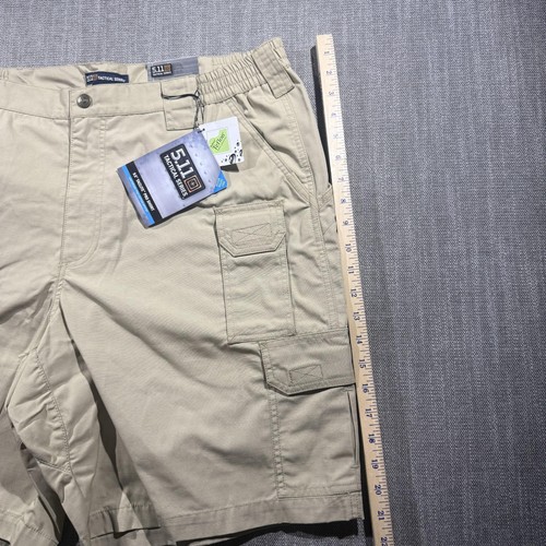 5.11 Tactical Shorts Mens 38 Beige Cargo Canvas Elastic Waist Workwear - Afbeelding 2 van 7