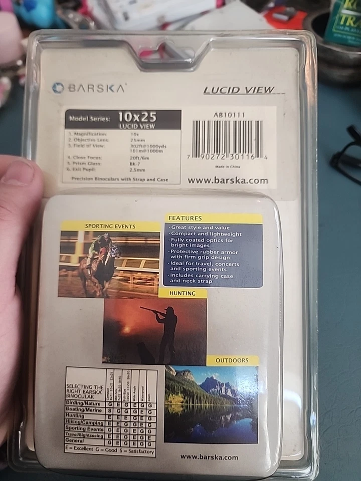 NEW Barska Optics 10x25 Lucid Black Compact Blu Lens View Binocular AB10111  - Image 2 of 4