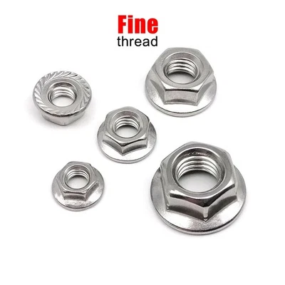 M6-M12 Fine Thread 304 Stainless Steel Hexagon Serrated Lock Spinlock Flange Nut