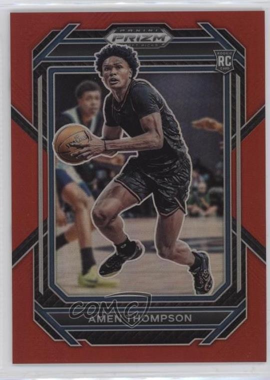 2023-24 Panini Prizm Draft Picks Red 214/299 Amen Thompson #4 Rookie RC 5i2