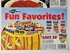 Mars 1993 Halloween Candy M&Ms Snickers Skittles Vintage Advertising Sheet