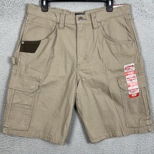 NEW Wrangler Workwear Mens 34 Shorts Cargo Tan Relaxed Fit Comfort Flex Stretch