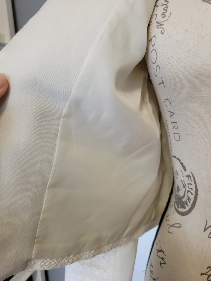 Кремовый блейзер H&M вязаный крючком с открытой передней частью размер 6 - Изображение 3 из 4