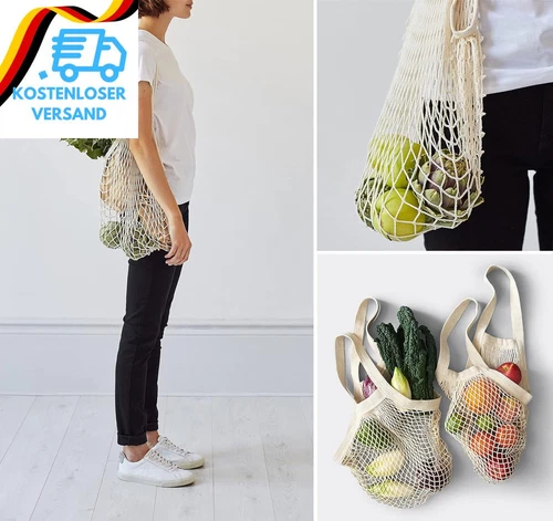 Ilauke 5 Piece Shopping Bag Mesh Reusable Shopping Bag Mesh Cotton- - Bild 9 von 10