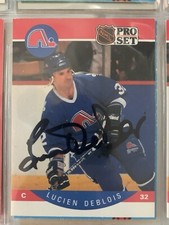 Lucien Deblois autographed 1990 Pro Set hockey card #244 