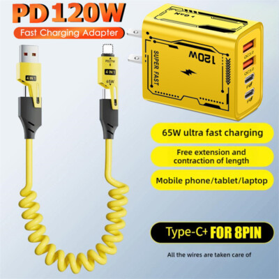 65W USB-C Cable Fast Charger Type C Charging Cord Data SYNC For iPhone 16 15 14