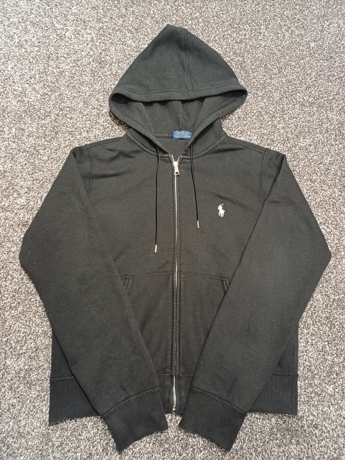 Polo Ralph Lauren felpa con cappuccio uomo grande nera cotone full zip logo pony