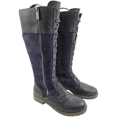Moshulu Aimee Navy Blue Suede Leather Knee High Boots Size UK 5 EU 38 US 7