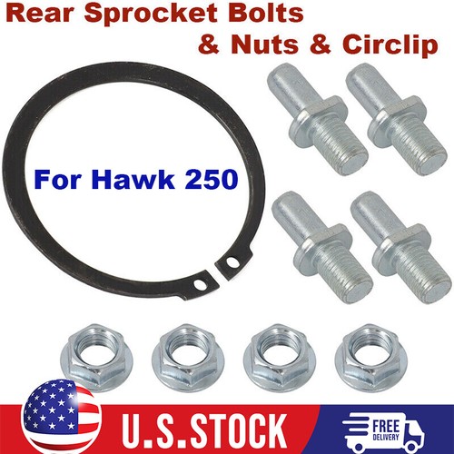 New For Hawk 250 Carb , Hawk 250 DLX Rear Sprocket Bolts with Nuts & Circlip Kit - Bild 1 von 10