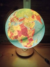 Vintage World Globe Lamp Replogle World Horizon Series 12” Diameter Wood Base