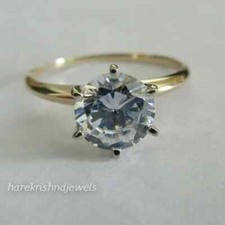 Lab-Created 2.89CT Round Cut Solitaire Diamond 14K 2-Tone Gold Over Wedding Ring