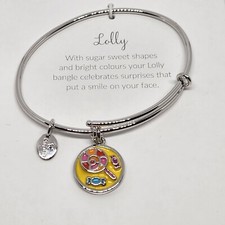 Candy Sucker Bangle Charm Bracelet Silver Tone Youth Girls Candy Lover Gift