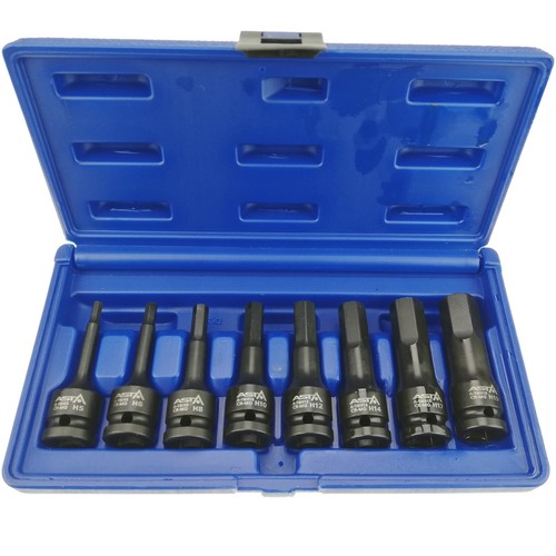 12-teiliges Steckschlüssel Set 1/2 Zoll - Inbus Nüsse 5-22mm Im Koffer Für Hohes Drehmoment