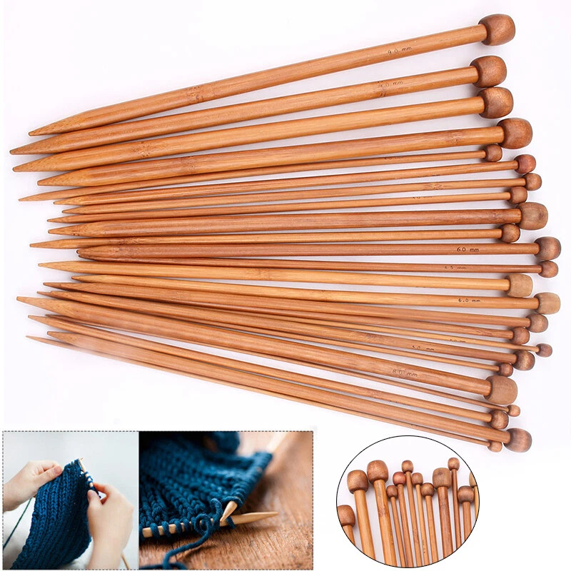 Pair 3mm-10mm Bamboo Knitting Needles Pointed Carbonized Wooden Single 35cm - image 4 of 4