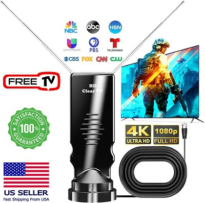 #ad Clear HD TV Antenna Premium Indoor Free Local 4K 1080P Digital TV Channels $9.45