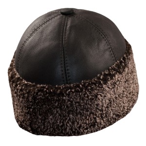 plain black leather cap