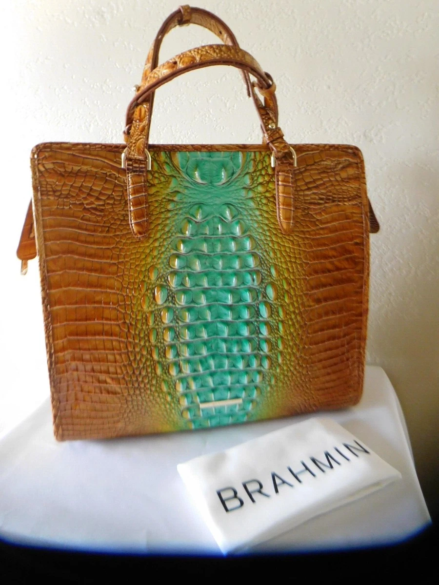 New Brahmin TIA Cactus Ombre Melbourne Leather Tote Bag Handbag