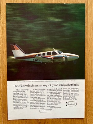 Beechcraft Baron 58P  Beech Aircraft Original 1981 Vintage Advert Werbung