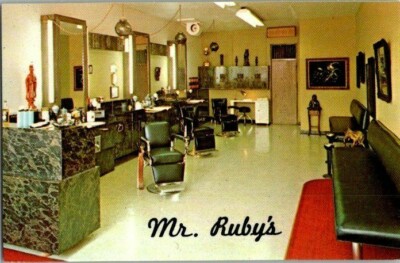 1960'S. MR. RUBY'S BARBER SHOP. LONG BEACH, CA. BUSINESS CARD 3 1/2 X 2 ...