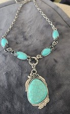 NOVADAB TURQUOISE HUE STONES SILVER TONE NECKLACE 