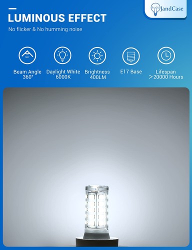 Microwave Light Bulbs Under Hood, Ceramic E17 LED Bulbs 40 Watt Equivalent, D... - Picture 4 of 7