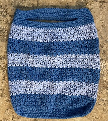 Handmade Crocheted Hand Bag Two Toned Blue 