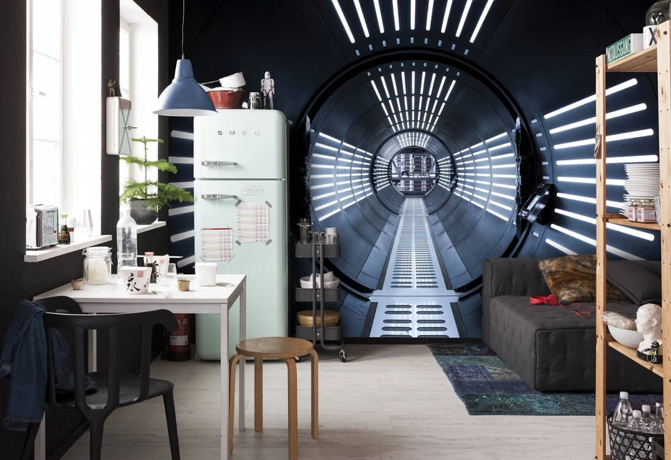 Star Wars wallpaper bedroom WALL MURAL Vader starships Millenium Falcon - Image 2 of 4