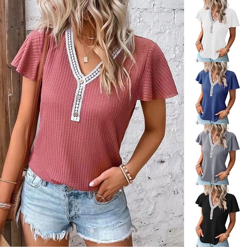 CAMICIA DA NOTTE RAGNO DONNA COTONE DP26NU SCOLLO V BOTTONI MANICA CORTA leggera