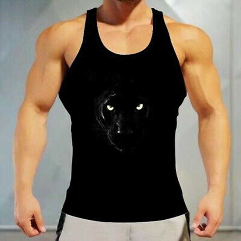 Tank Top Men Sport Vest Fitness Muscle Sleeveless Black Panther Athletic T Shirt