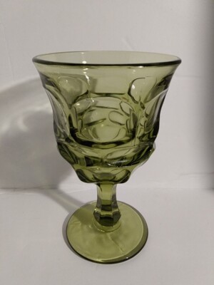 ''Argus'' Green Stemware Fostoria Gothic Goblet 6.5'' T 3.75'' D Excellent Condition