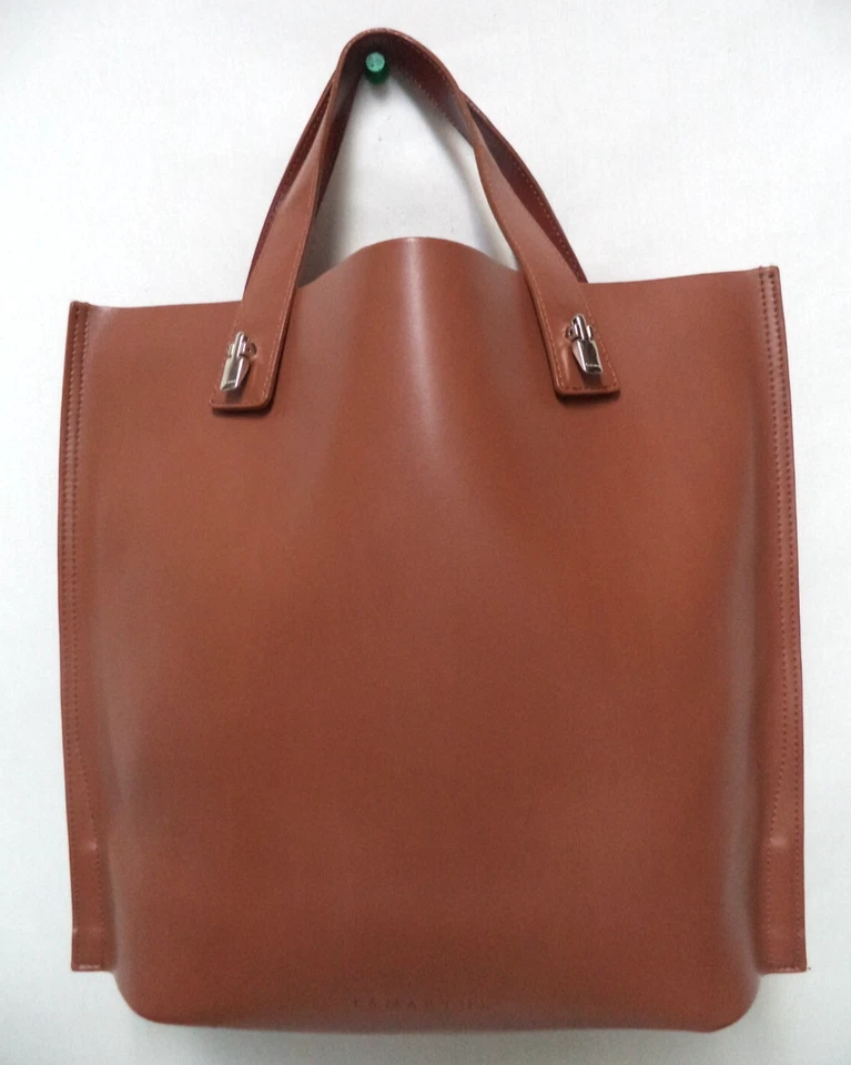 Lamarthe Leather tote bag purse brown handbag top handle medium size - Image 3 of 4