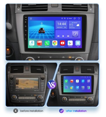 Autoradio Android 2 Din 9 Pollici Per Toyota Avensis T27 (2008-2015) – 2G+64G, Wireless Carplay, GPS, WiFi, Mirror Link, FM, Retrocompatibile