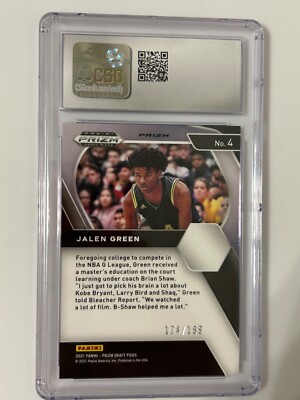 Jalen Green #4 124/199 Panini Prizm Draft Picks, Blue 2021 CSG