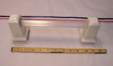 Vintage *Salt & Pepper* Ceramic Towel Bar / Posts / Brackets; White Granite  NOS