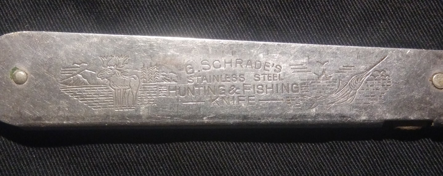 Very Nice Vintage Stainless G. Schrade's Hunting & Fishing Folding Pocket Knife eBay