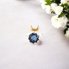 London Blue Topaz Gemstone 925 Sterling Silver Handmade Jewelry Ring For Women