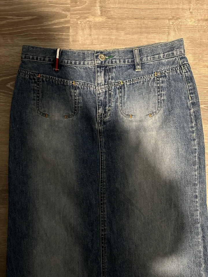 Tommy Hilfiger Falda Midi Denim Talla 7 Lavado Medio Foto 2 de 4