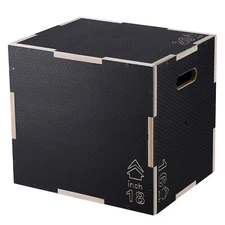 Uimoso 20/18/16 Inch 3 in 1 Plyometric Jump Box Fitness Exercise Plyo Box Wooden
