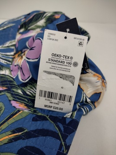 Cappello da sole OshKosh reversibile da spiaggia taglia 12 - 24 mesi floreale marrone mentoniera - Foto 6 di 6
